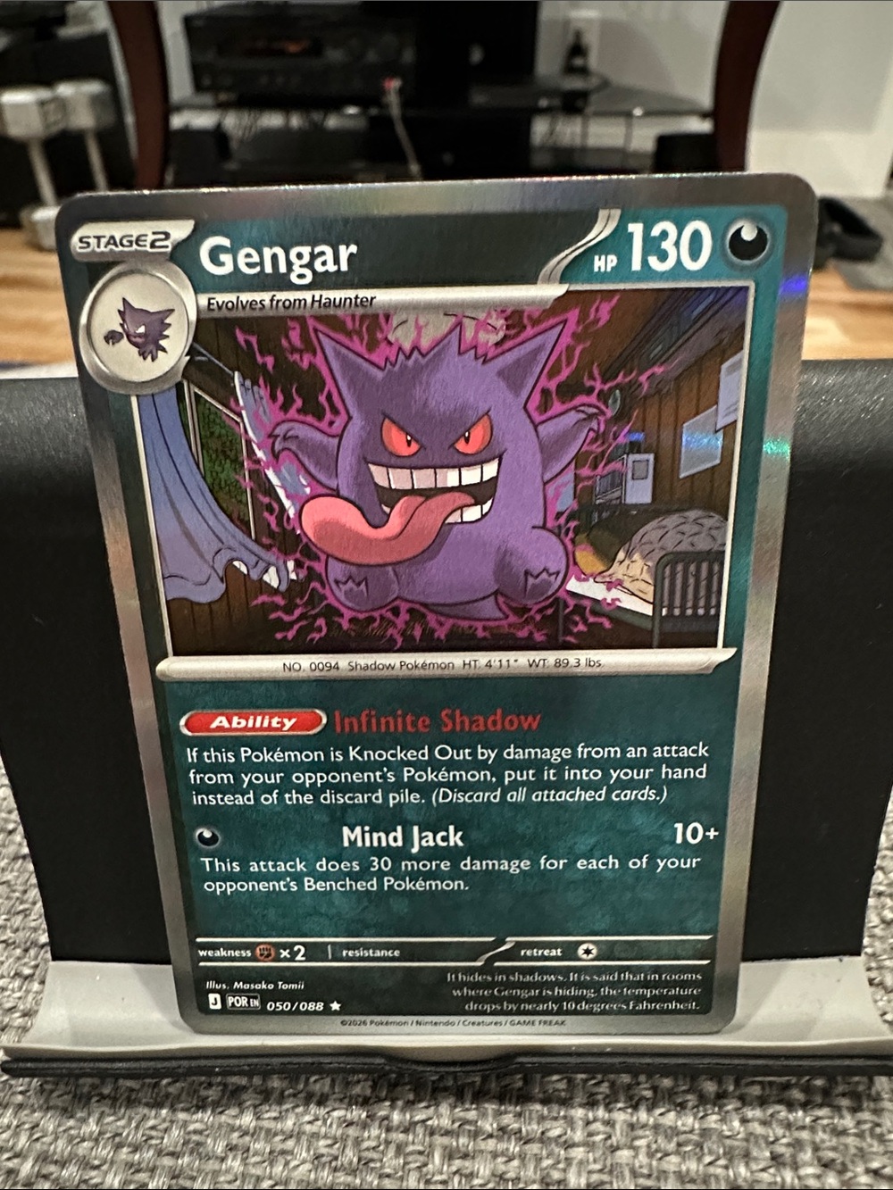 Pokemon Gengar Holo Card - Purple and Pink